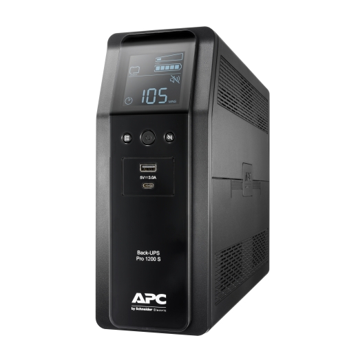 APC Back-UPS Pro, 1200VA/720W, Tower, 230V, 8x IEC C13 outlets, Sine Wave,  AVR, USB Type A + C ports, LCD, User Replaceable Battery