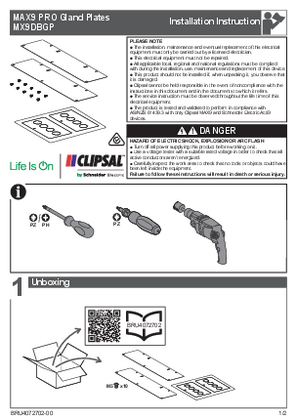 MAX9 PRO Gland Plates - Instruction Sheet