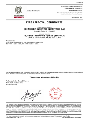 BV Marine Certificate Canalis KBA-KBB-KBC-KN-KS-KT