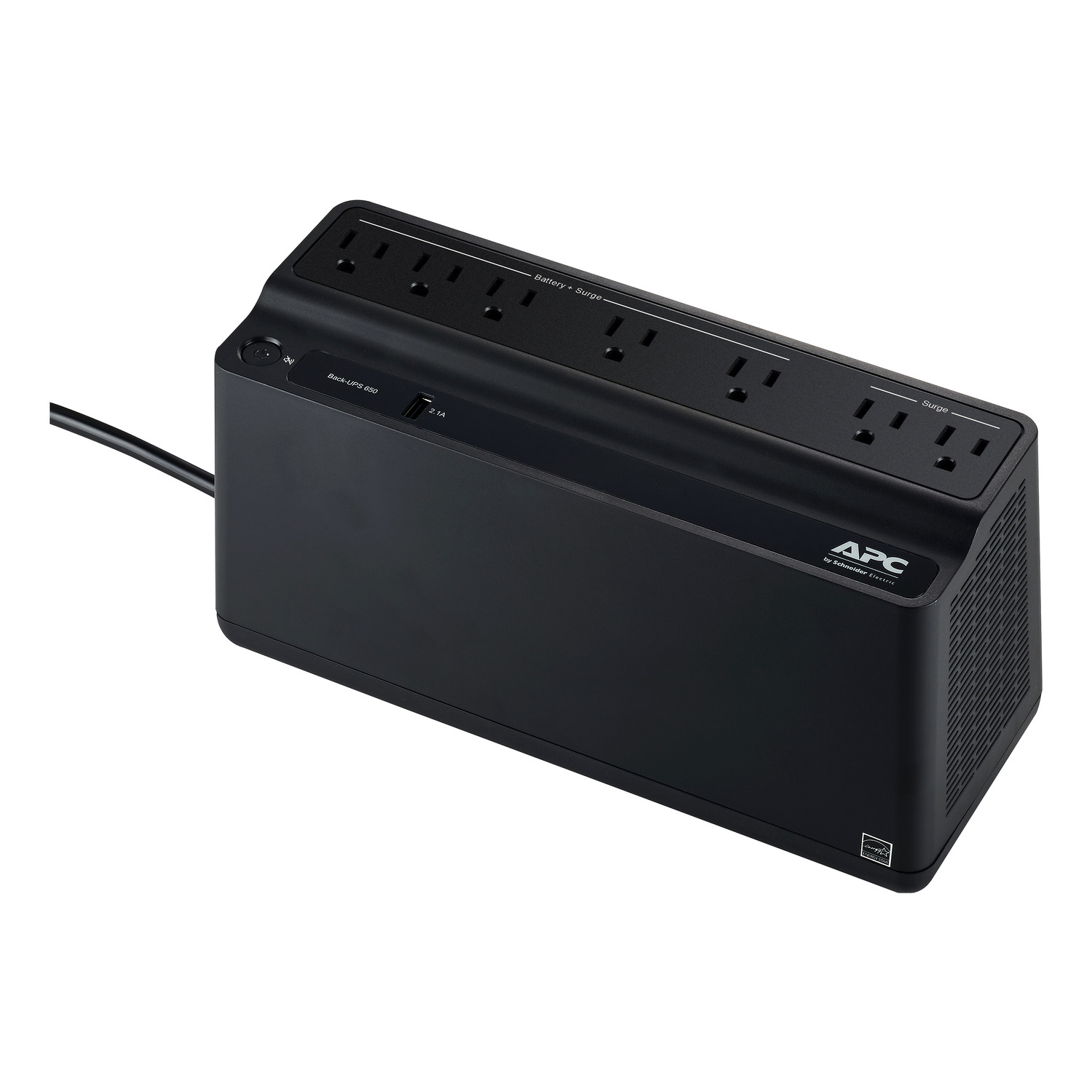 APC Back UPS, 650VA/360W, Floor/Wall Mount 120V, 7x NEMA 5-15R outlets, USB Type A Port