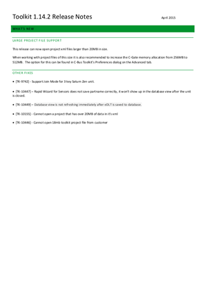 C-Bus Toolkit Software and Release Notes - V1.14.2