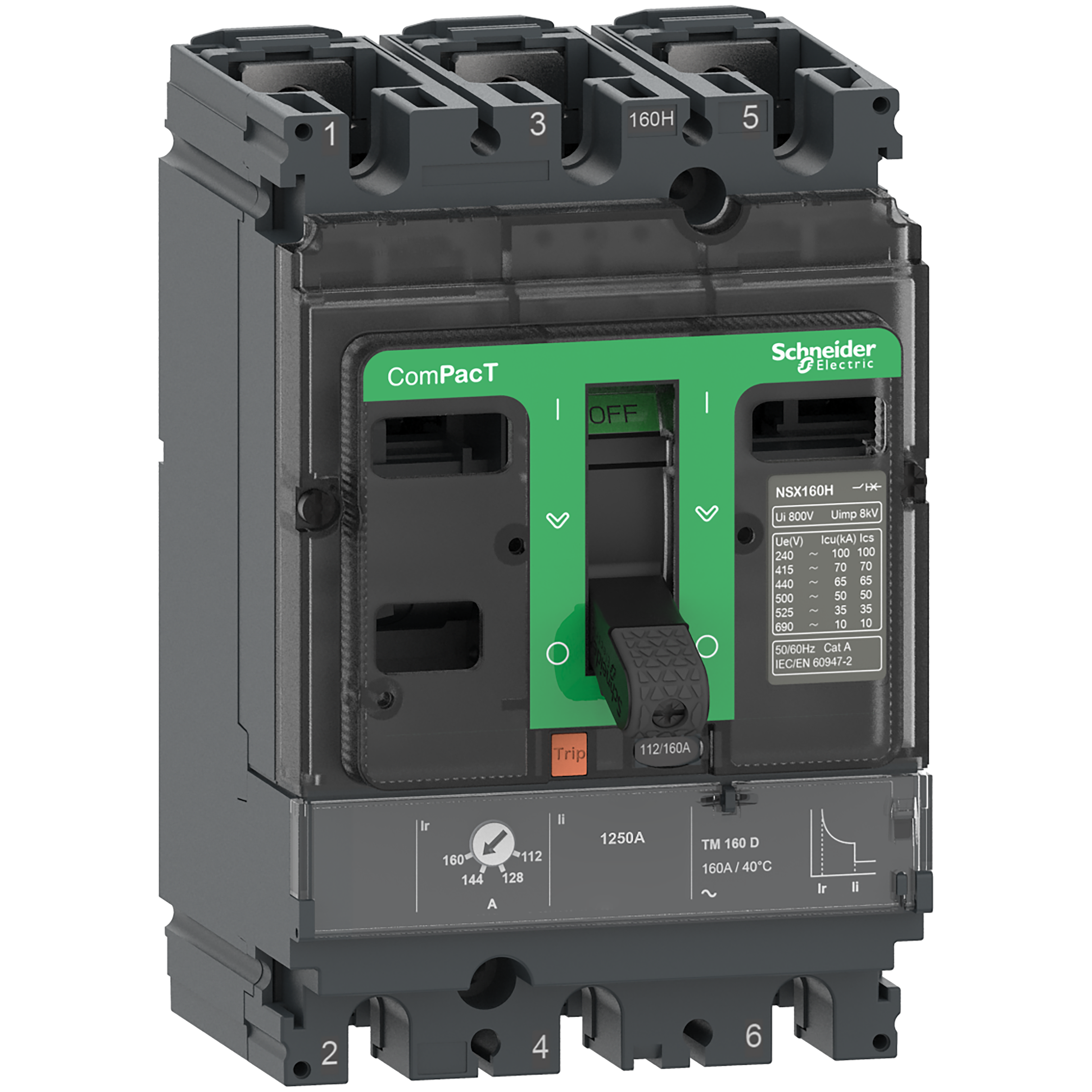 Circuit breaker, ComPacT NSX100B, 25kA/415VAC, 3 poles, TMD trip unit 100A