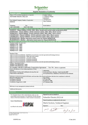 Classic C2000 Series, C2025RCD, Supplier Declaration of Conformity