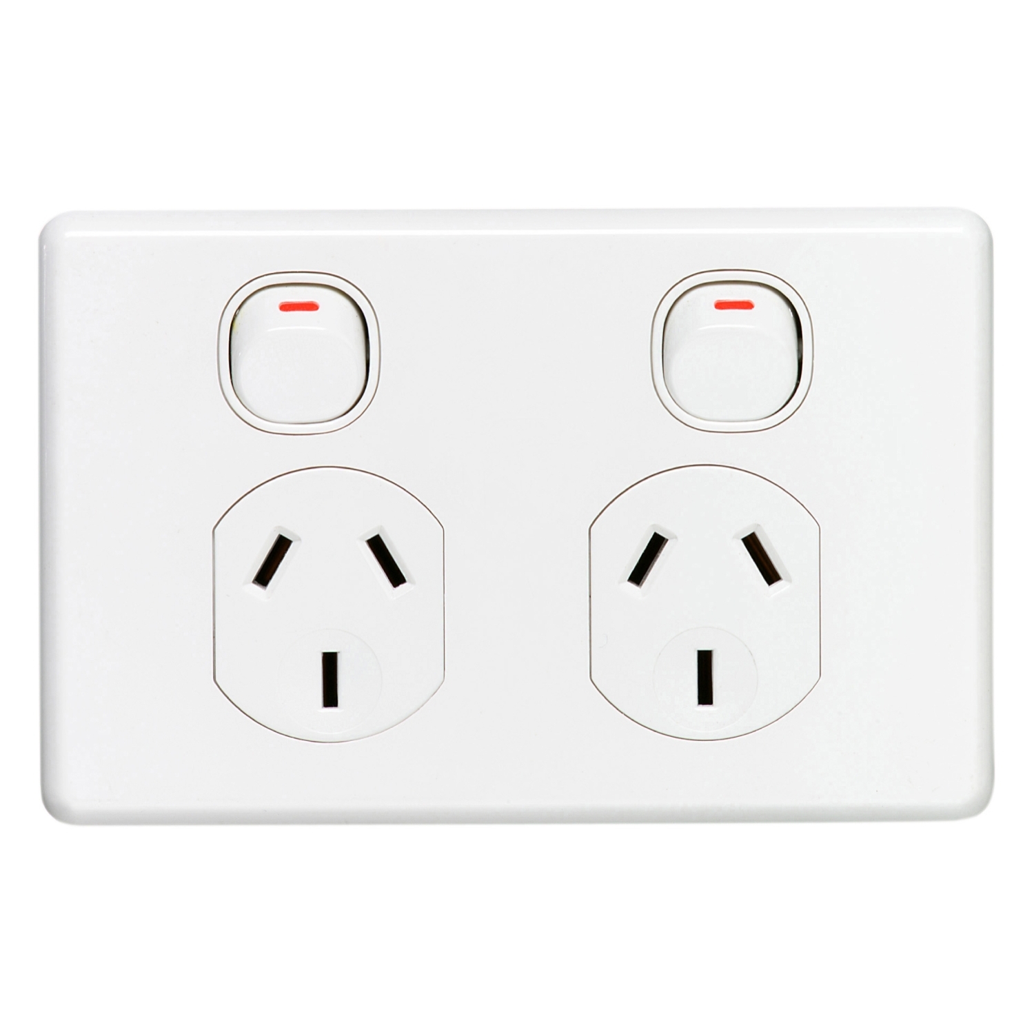 Socket Outlets Switch Double Horizontal, 250V, 10A, Shutters