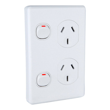 Socket Outlets Switch Double Vertical, 250V, 10A