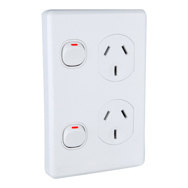 C2000 Series, Socket Outlet Switch, Double Vertical, 250V, 10A