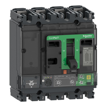 Megszakító ComPacT NSX160B, 25kA 415 VAC, MicroLogic 4.2-AB Vigi kioldóegység, 160A, 4P4d C16B44B160