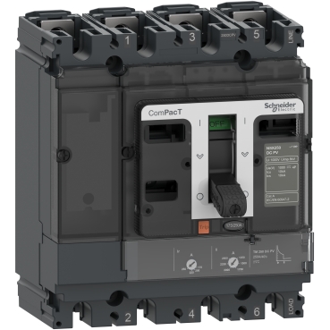 Circuit breaker ComPacT NSX200 DC PV, 200A, 1000 VDC, TM-D trip unit, 4 poles C25F4TM200D1