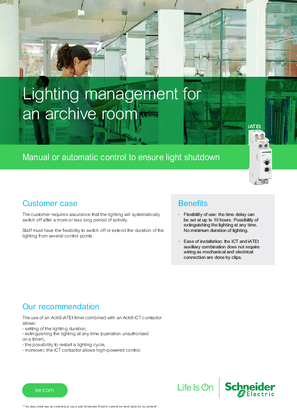 Lighting management for an archive room