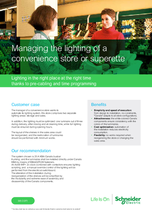 Managing the lighting of a convenience store or superette