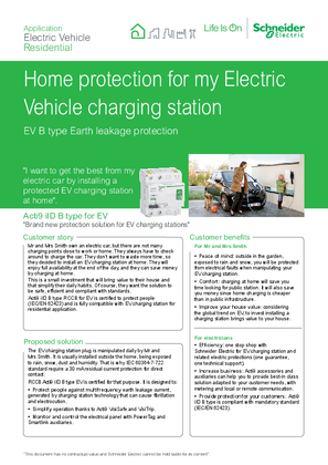 Acti9 RCCB EV  B  type for Residential Electrical Vehicle charging station