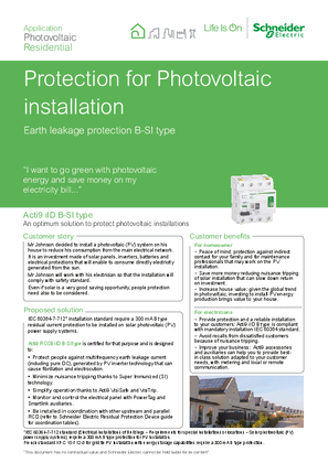Acti9 RCCB B-SI type for photovoltaic installation