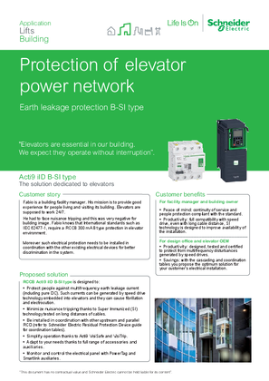 Acti9 RCCB B-SI type for elevator power network