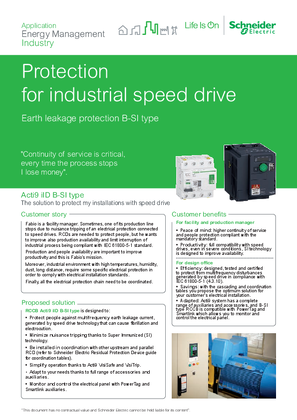 Acti9 RCCB B-SI type for industrial speed drives