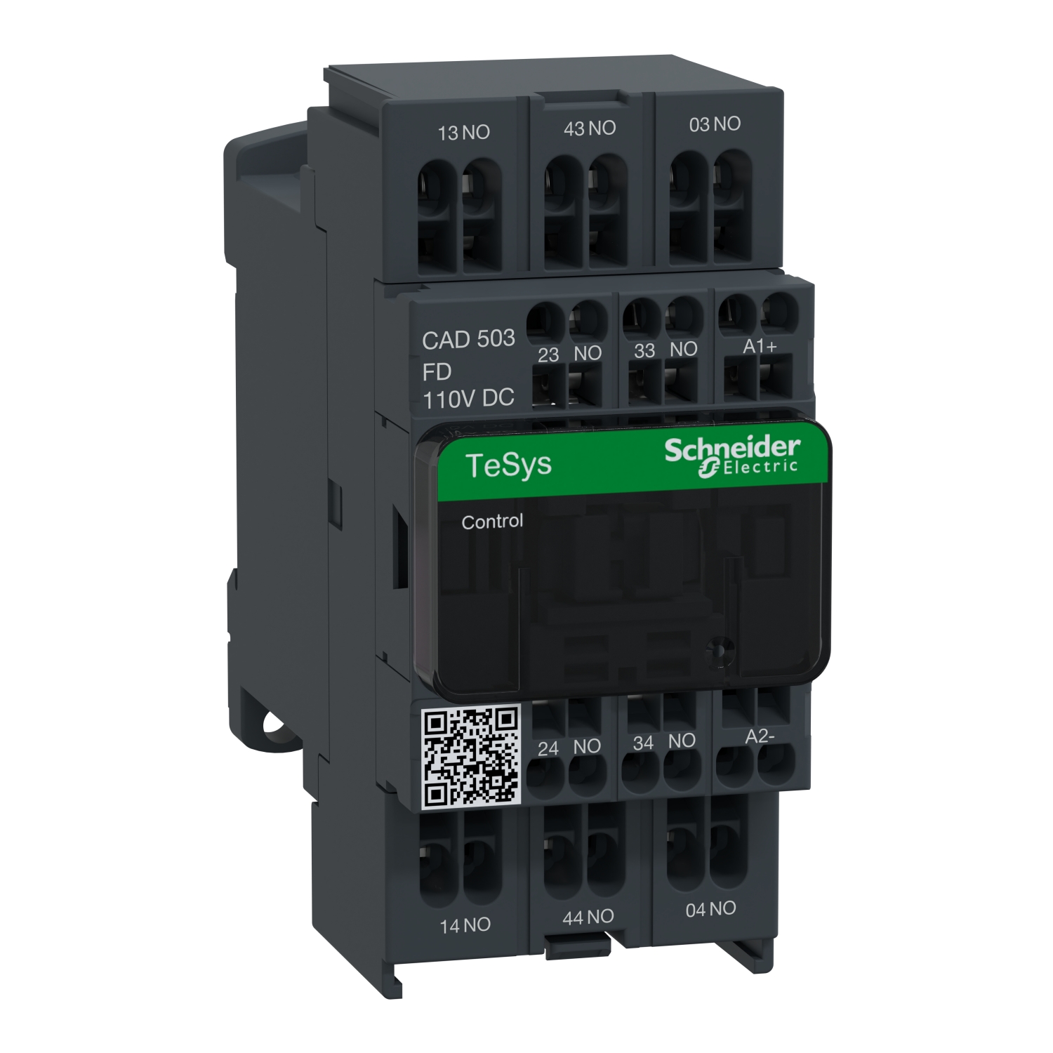 Segédkontaktor (s.kapcsoló) 10A/400V 5-z 110VDC kalapsín TeSys CAD-50 Schneider