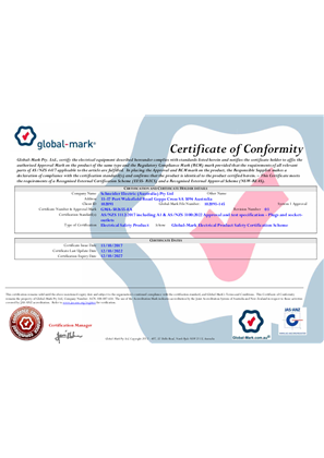 Clipsal, 2025XA series socket outlet, Certificate, RCM, Global Mark Pty LTD