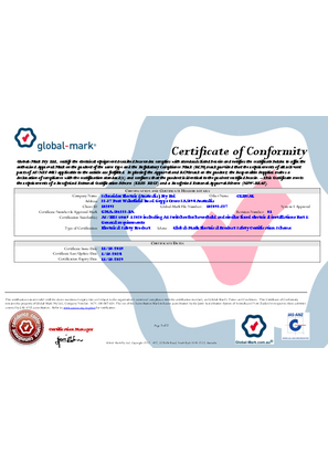 Clipsal, P40MD10 switch mechanism, Certificate, RCM, Global Mark Pty LTD