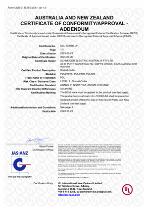 PDL, 695 Double switched socket outlet, Certificate, RCM, ULNZ LTD