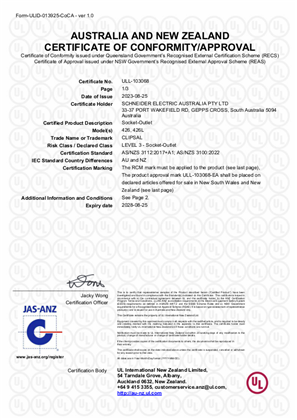 Clipsal, 426 series socket outlet, Certificate,  RCM, ULNZ LTD