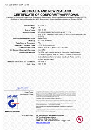 PDL, 570S and 693_2 socket outlet, Certificate, RCM, ULNZ LTD