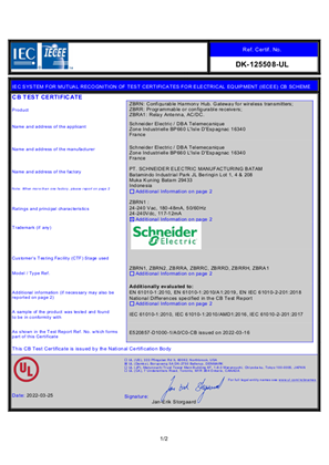 IECEE CB - SCHEME-Certificate-Solo range ZBRN ZBRA ZBRR