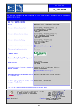 EVlink Wallbox - EVH2 - CB Test Certificate - IEC 61851