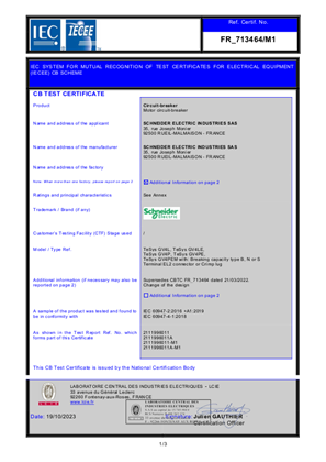 CB_Certificate_TeSys GV4L&GV4LE&GV4P&GV4PE&GV4PEM