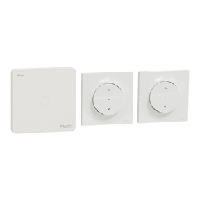 Wiser - Kit volets roulants connectés (passerelle wifi + 2 interrupteurs volets roulants Odace + 2 plaques décoratives Styl blanches)