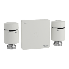 Wiser - Kit chauffage connecté par vannes thermostatiques, de type chauffage collectif à eau (passerelle Wifi + 2 têtes de vannes thermostatique)