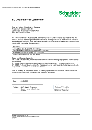 SpaceLogic_C-Bus DALI-2 Gateway EU Declaration