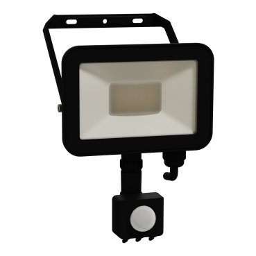 LED floodlight, Clipsal - Lighting, 20W, 4000K, IP65, PIR sensor, black-Front view (45°x4°)