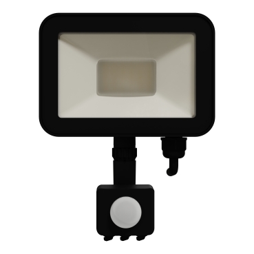 LED floodlight, Clipsal - Lighting, 20W, 4000K, IP65, PIR sensor, black-Front view