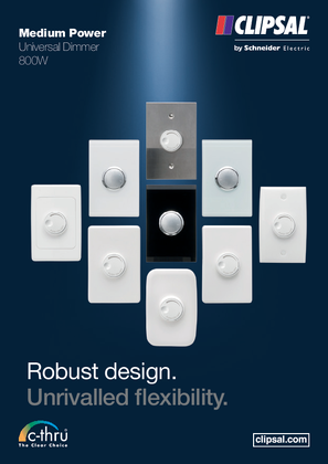 Brochure for Medium Power Universal Dimmer 800W. Robust design