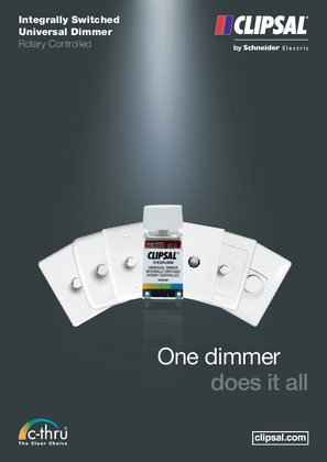 Integrally Switched Universal Dimmer Rotary Controlled. One dimmer does it all, 26635
