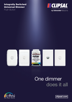 Integrally Switched Universal Dimmer Push Button. One dimmer does it all, 26635