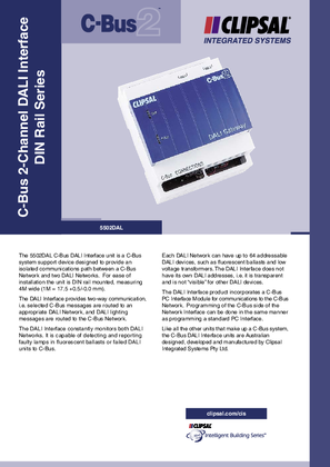 5502DAL C-Bus2 2-Channel DALI Interface, DIN Rail Series