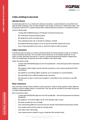 Technical Specifications - Junction Boxes