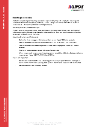 Technical Specifications - Mounting Accessories