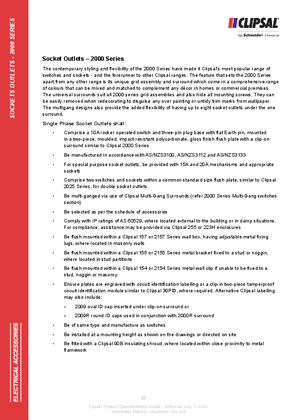 Technical Specifications - Socket Outlets - 2000 Series