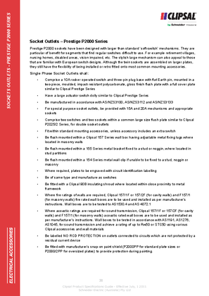 Technical Specifications - Socket Outlets - Prestige P2000 Series