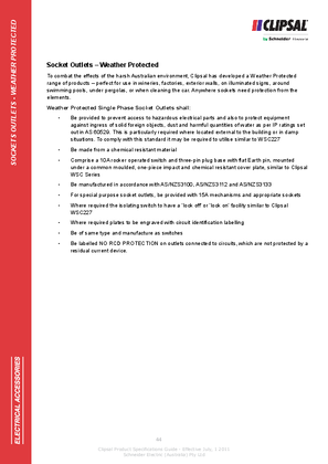 Technical Specifications - Socket Outlets - Weather Protected