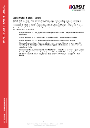 Technical Specifications - Socket Outlets and Inlets - General