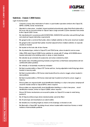 Technical Specifications - Switches - Classic C2000 Series