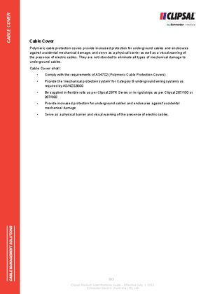 Technical Specifications - Cable Cover