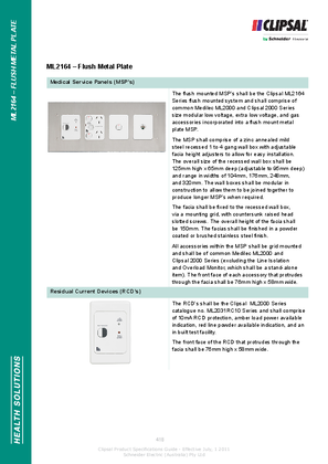 Technical Specifications - ML2164 - Flush Metal Plate