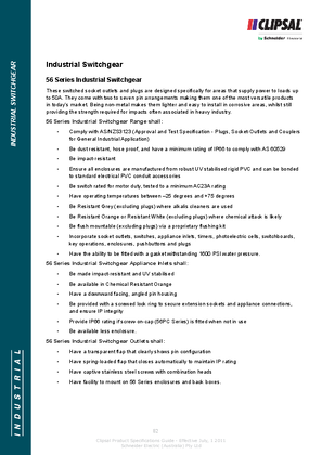 Technical Specifications - 56 Series Industrial Switchgear