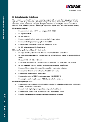 Technical Specifications - 66 Series Industrial Switchgear