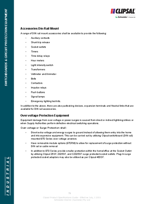 Technical Specifications - Over - voltage Protection Equipment