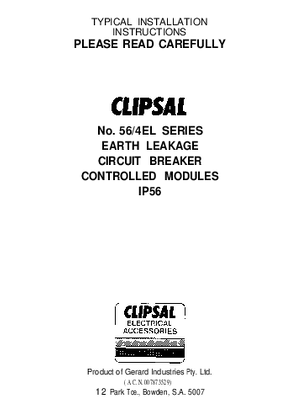 Installation Instructions - 56/4EL series earth leakage circuit breaker controlled modules - F284