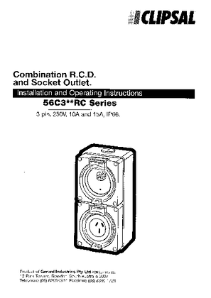 Installation and Operating Instructions - 56C3__RC Series Combination RCD and Socket Outlet - F1241